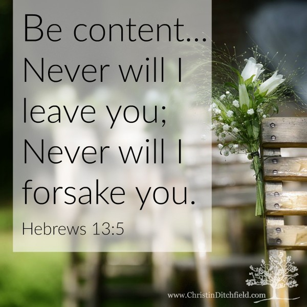 Hebrews 13:5 Never will I leave you