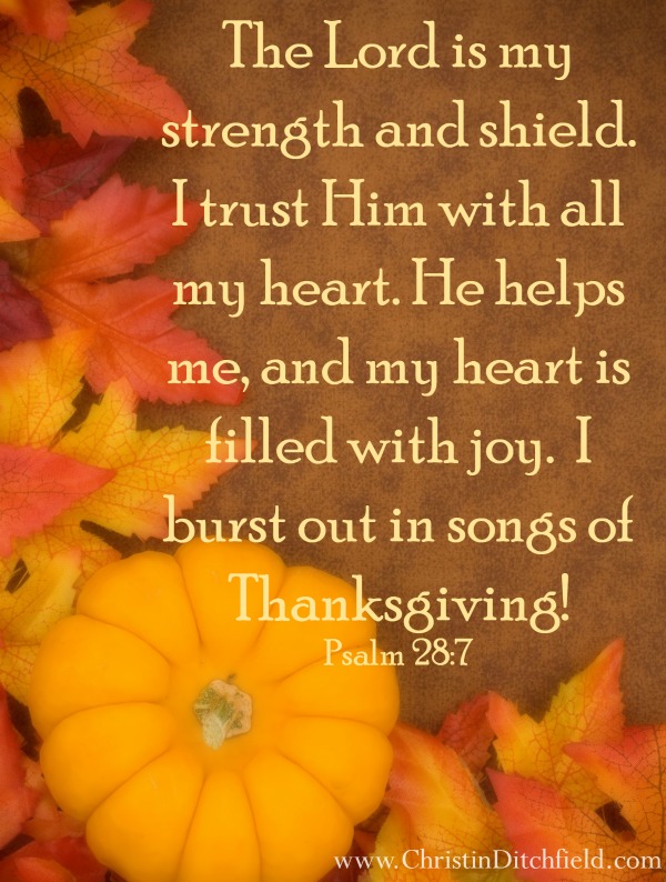 Songs of Thanksgiving ~ Text of Psalm 28:7