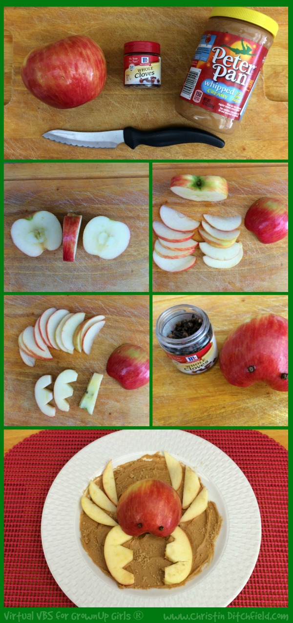 VBS Apple and Peanut Butter Crab Snack